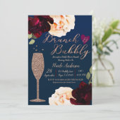 Brunch & Bubble Champagne Dark Blue Vrijgezellenfe Kaart (Staand voorkant)