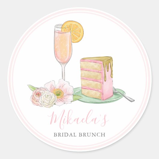 Brunch & Bubble | Champagne en Drip Cake Bridal Ronde Sticker (Voorkant)