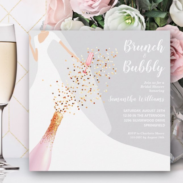 Brunch Bubble Dress Grey Bridal Shower Invitations (Creator heeft geüpload)