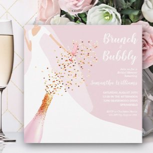 Brunch Bubble Dress Pink Bridal Shower Invitations