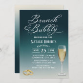 Brunch & Bubble Elegant Blauwgroen Ombre Vrijgezel Kaart (Voorkant / Achterkant)