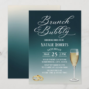Brunch & Bubble Elegant Blauwgroen Ombre Vrijgezel Kaart