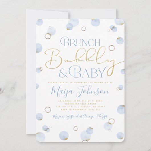 Brunch Bubble en Baby shower Invitation Kaart (Voorkant)