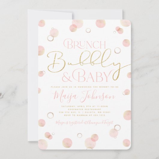 Brunch Bubble en Baby shower Invitation Kaart (Voorkant)