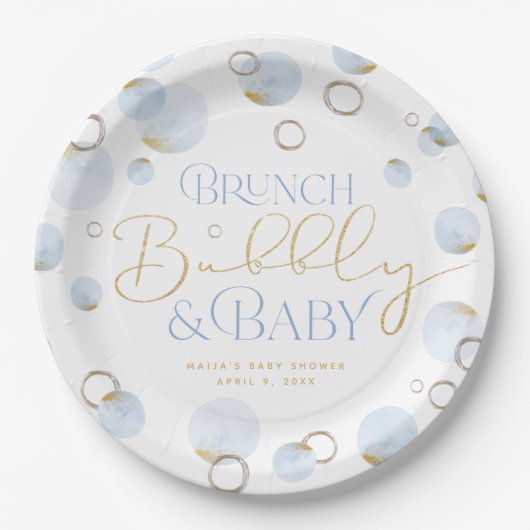 Brunch Bubble en Baby shower Paper Borden Papieren Bordje (Voorkant)