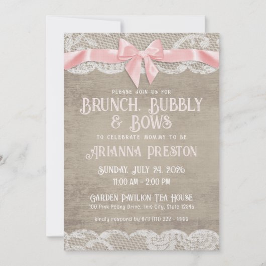 Brunch Bubble en Bows Baby shower Invitation Kaart (Voorkant)