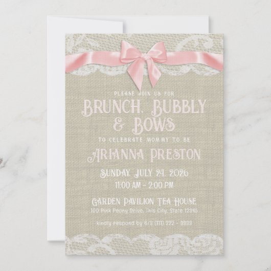 Brunch Bubble en Bows Baby shower Invitation Kaart (Voorkant)