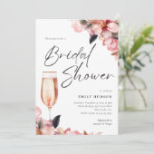 Brunch & Bubble Floral Bridal Shower Kaart (Staand voorkant)