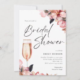 Brunch & Bubble Floral Bridal Shower Kaart