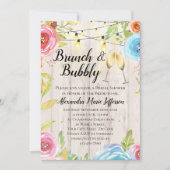 Brunch Bubble Flower Country String Lights Wedding Kaart (Voorkant)