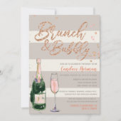 Brunch & Bubble Glitter Roos Gold Vrijgezellenfees Kaart (Voorkant)