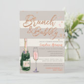 Brunch & Bubble Glitter Roos Gold Vrijgezellenfees Kaart (Staand voorkant)