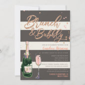 Brunch & Bubble Glitter Roos Grey Vrijgezellenfees Kaart (Voorkant)