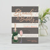 Brunch & Bubble Glitter Roos Grey Vrijgezellenfees Kaart (Staand voorkant)