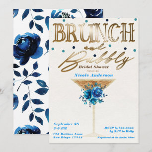 Brunch Bubble Gold Blauwgroen Blue Floral Vrijgeze Kaart