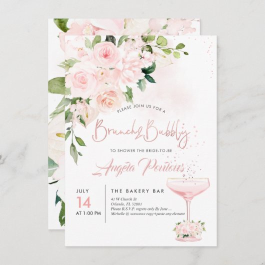 Brunch Bubble H2 Blush Anthuriums Rozen Peonies Kaart (Voorkant / Achterkant)