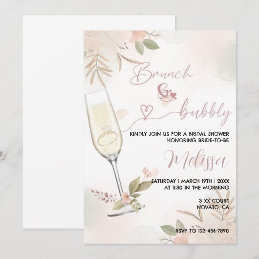 Brunch & Bubble Invitation Bedankkaart (Voorkant / Achterkant)