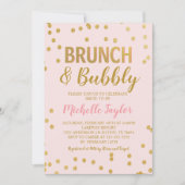 Brunch & Bubble Invitation | Roze en goud Kaart (Voorkant)