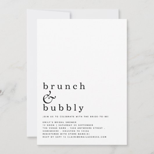 Brunch Bubble Minimalist Typography Vrijgezellenfe Kaart (Voorkant)