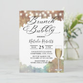 Brunch & Bubble Modern Glitter Vrijgezellenfeest Kaart (Staand voorkant)