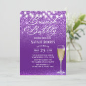 Brunch & Bubble Modern Paars Vrijgezellenfeest Kaart (Staand voorkant)