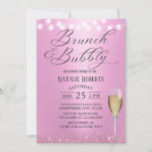 Brunch & Bubble Modern Roze Vrijgezellenfeest Kaart (Voorkant)