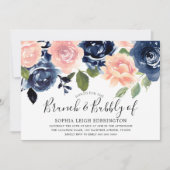 Brunch & Bubble Navy & Blush Vrijgezellenfeest Kaart (Voorkant)