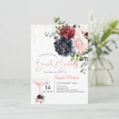 Brunch Bubble Navy Burgundy Blush H2 bloemen Kaart (Staand voorkant)