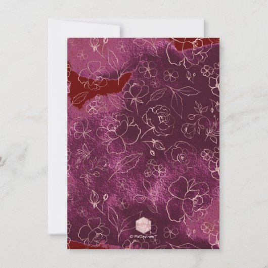 Brunch Bubble Navy Burgundy Blush H2 bloemen Kaart (Achterkant)