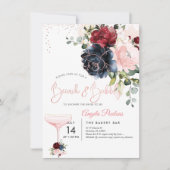 Brunch Bubble Navy Burgundy Blush H2 bloemen Kaart (Voorkant)