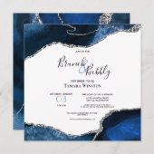 Brunch Bubble Navy Silver Glitter Agate Shower Kaart (Voorkant / Achterkant)