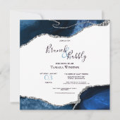 Brunch Bubble Navy Silver Glitter Agate Shower Kaart (Voorkant)
