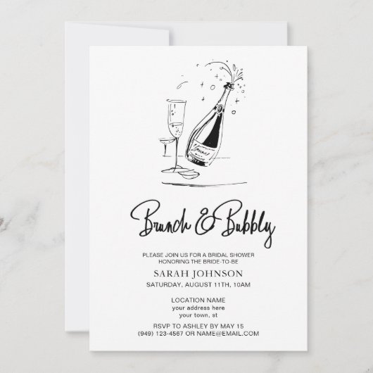Brunch & Bubble Oude Champagne Bruidsdouche Kaart (Voorkant)