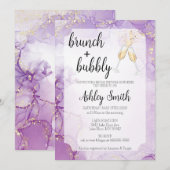 Brunch & Bubble Paars Vrijgezellenfeest Invite Kaart (Voorkant / Achterkant)