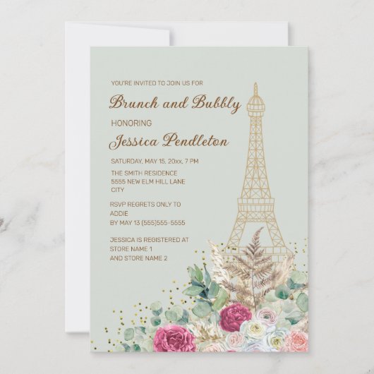 Brunch Bubble Paris Eiffel Tower Vrijgezellenfeest Kaart (Voorkant)