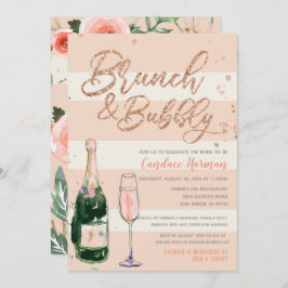 Brunch & Bubble Roos Gold Glitter Vrijgezellenfees Kaart