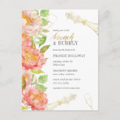 Brunch & Bubble Rozen & Gold Glitter Vrijgezellenf Uitnodiging Briefkaart (Voorkant)