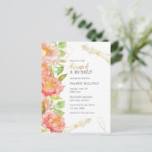Brunch & Bubble Rozen & Gold Glitter Vrijgezellenf Uitnodiging Briefkaart (Staand voorkant)