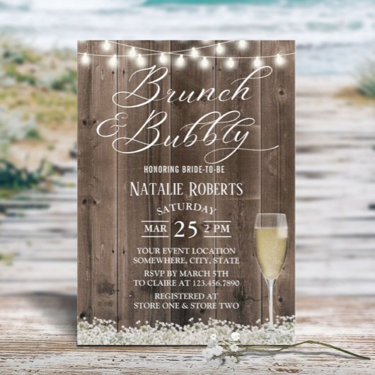 Brunch & Bubble Rustic Baby's Breath Vrijgezellenf Kaart