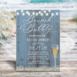 Brunch & Bubble Rustic Dusty Blue Vrijgezellenfees Kaart<br><div class="desc">Brunch & Bubely Rustic Baby's Breath Flowers Dusty Blue Barn Wood Bridal Shower Invitations.</div>