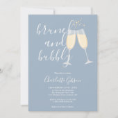 Brunch Bubble Script Vrijgezellenfeest Dusty Blue Kaart (Voorkant)