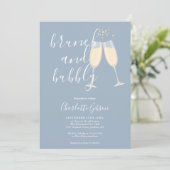 Brunch Bubble Script Vrijgezellenfeest Dusty Blue Kaart (Staand voorkant)