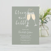 Brunch Bubble Script Vrijgezellenfeest Sage Green Kaart (Staand voorkant)