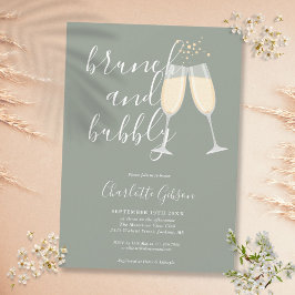 Brunch Bubble Script Vrijgezellenfeest Sage Green Kaart