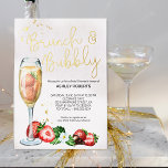 Brunch Bubble Strawberry Champagne Vrijgezellenfee Folie Uitnodiging<br><div class="desc">Brunch & Bubble Bridal Shower Uitnodiging met gouden folie - perfect voor een brunch of zomertuintheefeestje. Het ontwerp bevat een waterverf illustraties van aardbeien, een glas champagne en elegant goudhandschrift. De sjabloon is klaar voor u om alle uitnodigingsdetails voor uw eigen gelegenheid te personaliseren. Blader naar onze winkel voor het...</div>