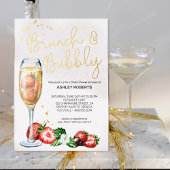 Brunch Bubble Strawberry Champagne Vrijgezellenfee Folie Uitnodiging