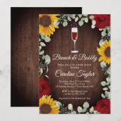 Brunch Bubble Sunflower Rozen Wine Vrijgezellenfee Kaart (Voorkant / Achterkant)