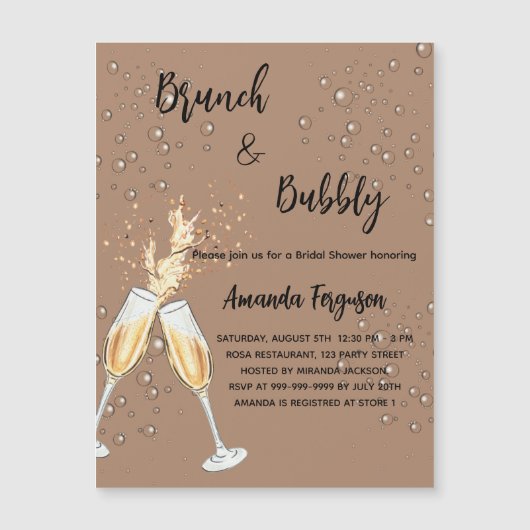 Brunch Bubble Vrijgezellenfeest belletjes latent l Magnetische Uitnodiging (Voorkant)