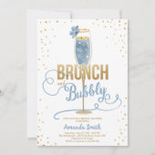 Brunch & Bubble Vrijgezellenfeest Blue Gold Champa Kaart (Voorkant)