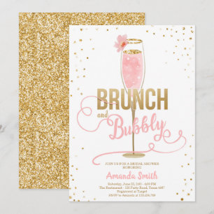 Brunch & Bubble Vrijgezellenfeest Blush Gold Champ Kaart